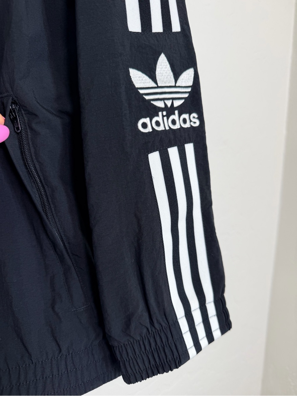 Adidas Originals trefoil windbreaker Jacket White 3 Stripe XL Black Classic MOD - Picture 9 of 12